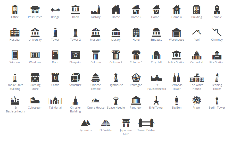 Buildings & Landmarks icons