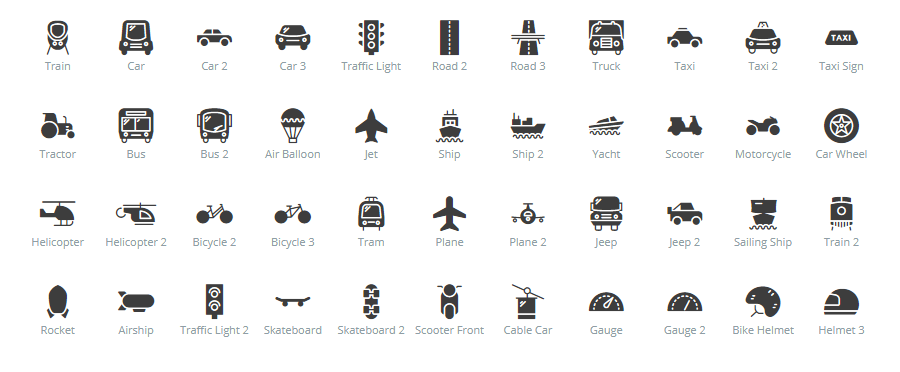 Transportations icons